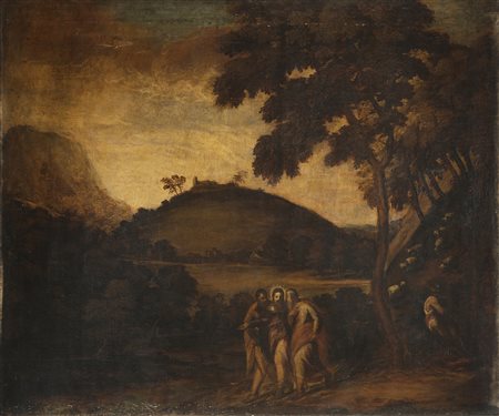 MELDOLLA ANDREA (1510 - 1563) Attribuito a. Cristo con due discepoli sulla...