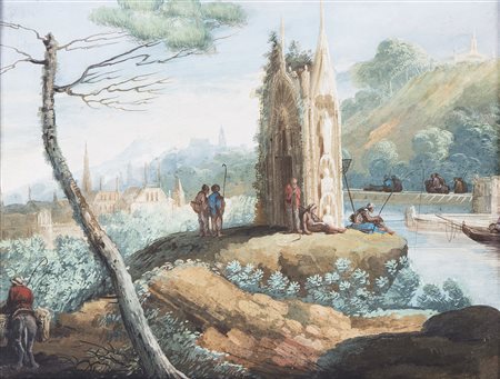 BISON GIUSEPPE BERNARDINO (1762 - 1844) Attribuito a. Paesaggio di fantasia...