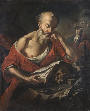 ARTISTA LOMBARDO DEL XVIII SECOLO San Gerolamo. . Olio su tela . Cm 94,00 x...