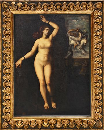 ARTISTA DEL XVII SECOLO Perseo e Andromeda. Olio su tela . Cm 110,00 x 146,00.