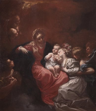 MEHUS LIVIO (1630 - 1691) Matrimonio mistico di Santa Caterina. Olio su tela...