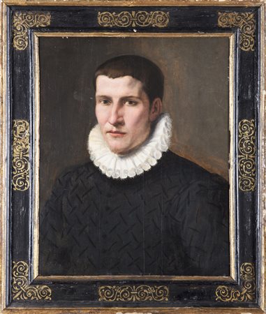 ARTISTA TOSCANO DEL XVI SECOLO Ritratto di giovane. Olio su tavola. Cm 46,00...