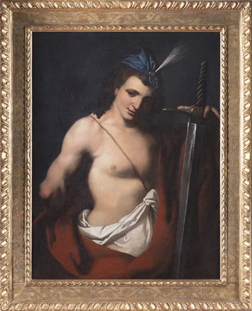 ARTISTA EMILIANO DEL XVII SECOLO Davide vincitore. Olio su tela . Cm 76,00 x...