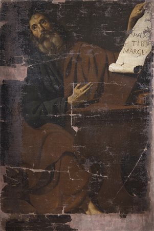 PITTORE CARAVAGGESCO DEL XVII SECOLO San Marco. Olio su tela . Cm 123,00 x...