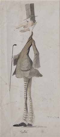 TRICCA ANGIOLO (1817 - 1884) Naldi. Acquarello su carta. Cm 18,00 x 38,00....