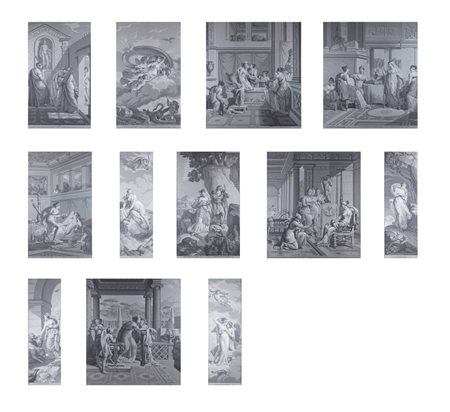 MANIFATTURA JOSEPH DUFOUR (1754-1827) Gli amori di Psiche e Amore. Serie...