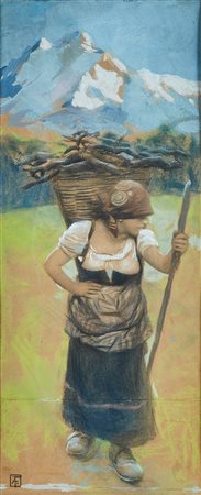 FERRAGUTI ARNALDO (1862 - 1925) Contadina (Valle Anzasca). Tecnica mista su...