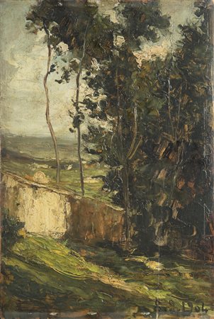 DELLEANI LORENZO (1840 - 1908) Paesaggio. 1904. Olio su tavola. Cm 24,00 x...