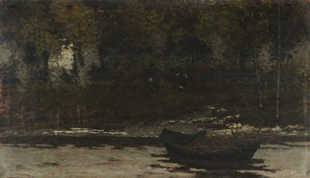 FILIPPINI FRANCESCO (1853 - 1895) Autunno in Val di Inzino. Olio su tavola....