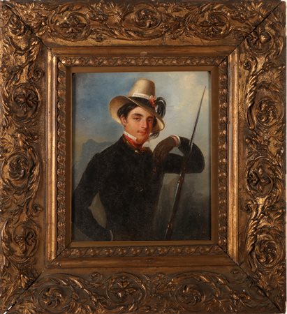 DOMENICO INDUNO (1815 - 1878) Ritratto di Lodovico Mancini. 1849. Olio su...