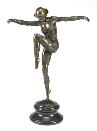 CHIPARUS DIMITRI (1886 - 1947) Ballerina, in bronzo brunito, piedistallo in...