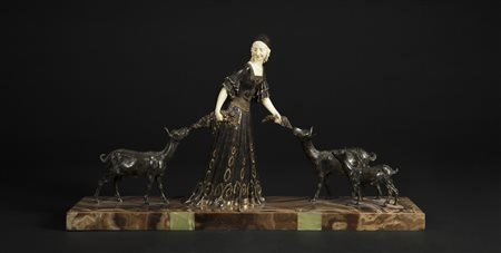 CHIPARUS DIMITRI (1886 - 1947) Scultura in bronzo e avorio raffigurante una...