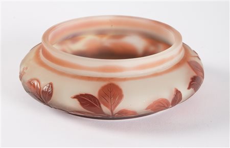 GALLE' Vide poches in vetro doppio a sezione circolare, decoro di anemoni e...