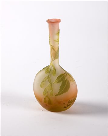 GALLE' Vaso soliflore con base a bulbo meplat in vetro doppio, decoro di...