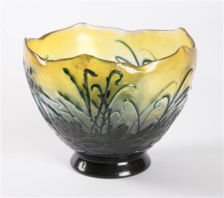 GALLE' Coppa in cristallo doppio riposante su base circolare con bordo...