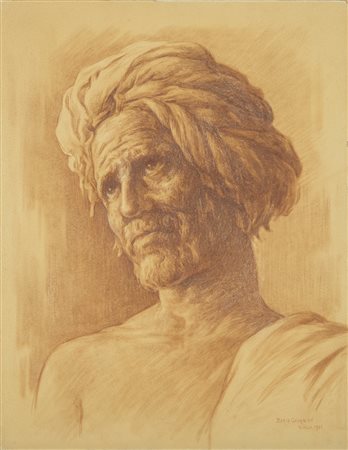 GEORGIEV BORIS (1888 - 1962) Ritratto di Paria. Affresco su tavola. Cm 35,00...