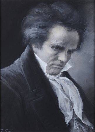 FABBI FABIO (1861 - 1946) Beethoven. Tecnica mista su carta. Cm 48,00 x...