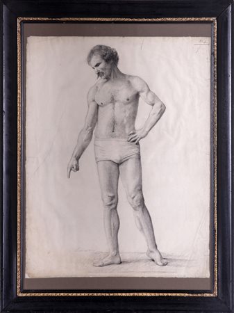 LANCEROTTO EGISTO (1847 - 1916) Figura d'uomo. . Matita su carta. Cm 47,00 x...