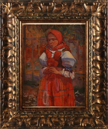 BIASI DA TEULADA GIUSEPPE (1885 - 1945) Rosangela. 1923. Olio su cartone...