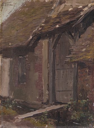 BEFANI FORMIS ACHILLE (1832 - 1906) La soglia. Olio su tela su cartone. Cm...