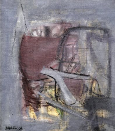 TINO VAGLIERI 1929 - 2000 Composizione 1/2, 1960 Olio su tela, cm. 80 x 70...
