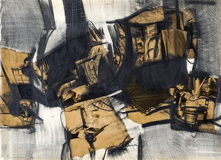 BEPI ROMAGNONI 1930 - 1964 Senza titolo (Racconto), 1962 Collage e tecnica...