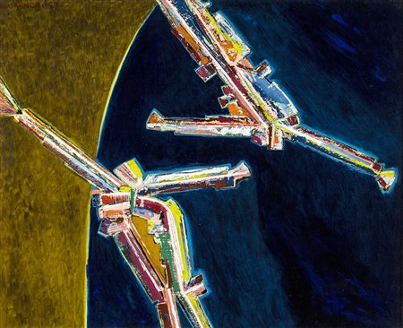 BEPI ROMAGNONI 1930 - 1964 Senza titolo, 1957 Olio su tela, cm. 64 x 79,5...