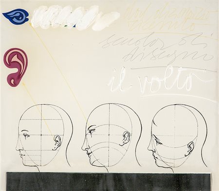 CONCETTO POZZATI 1935 - 2017 Il volto, 1973 Tecnica mista e collage su tela,...