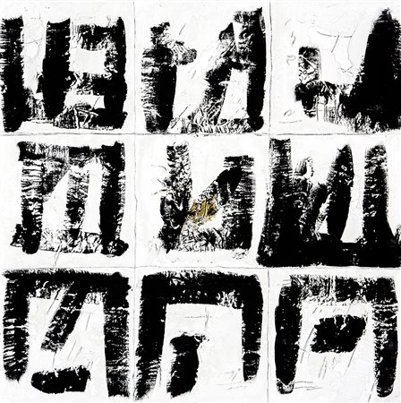 MARIO ARLATI 1947 Sicamos, 1996 Tecnica mista e gesso su tela, cm. 100 x 100...