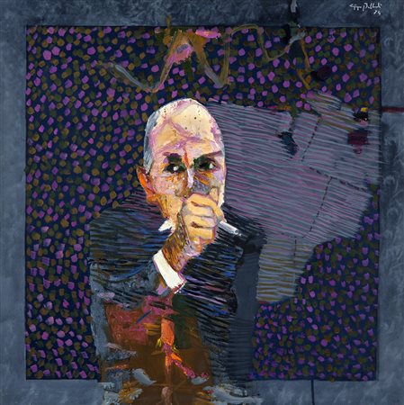 GIORGIO BELLANDI 1930 - 1976 Il Geografo, 1974 Olio su tela, cm. 70 x 70...