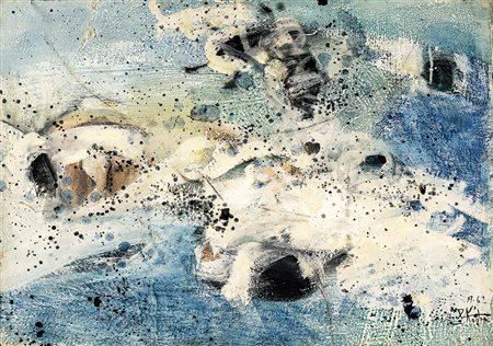 IBRAHIM KODRA 1918 - 2006 Mare, 1962 Olio su tela, cm. 50 x 70 Firmato e...