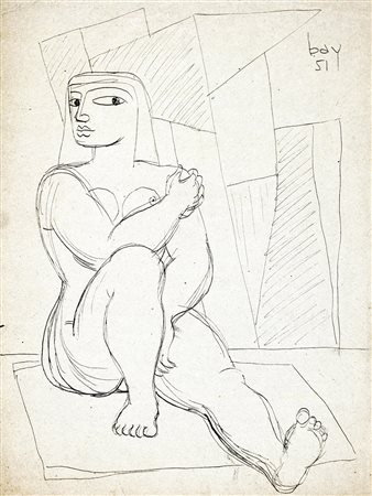 JUAN BAY 1892 - 1978 Senza titolo, 1951 Inchiostro su carta, cm. 29 x 22...