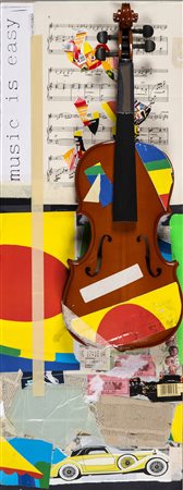 GIUSEPPE CHIARI 1926 - 2007 Senza titolo Assemblaggio, violino, collage di...