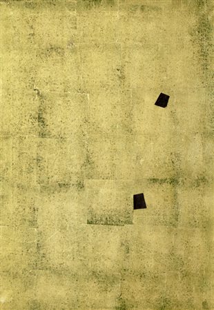 ARTURO VERMI 1928 - 1988 Ellisse, 1974 Foglie d’oro e collage su tela, cm....