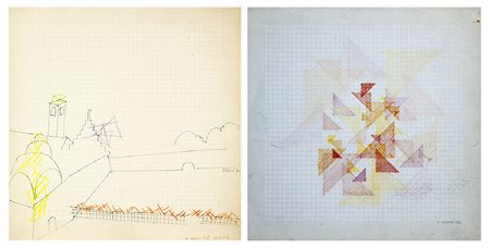 LEONARDO MOSSO 1929 LOTTO DI 2 OPERE Senza titolo, 1980 Grafite e matite...