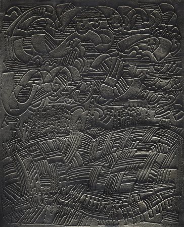 ALBERTO LONGONI 1921 - 1991 Paesaggio, 1968 Tecnica mista e sabbia su tela....