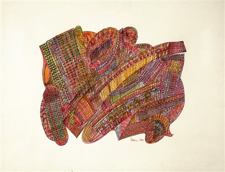 LUCIANO LATTANZI 1925 - 1999 Senza titolo, 1965 Tecnica mista su carta, cm....