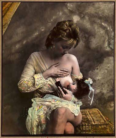 JAN SAUDEK 1935 Motherhood #242, 1989 Stampa ai sali acquerellata, cm. 59 x...