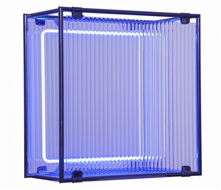 NANDA VIGO 1936 Cronotopo Assemblaggio, vetro, ferro e neon, cm. 43 x 42 x 20...