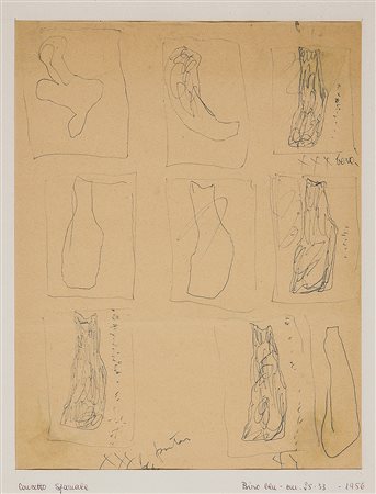 LUCIO FONTANA 1899 - 1968 Concetto spaziale, 1956 Penna a sfera blu su carta,...