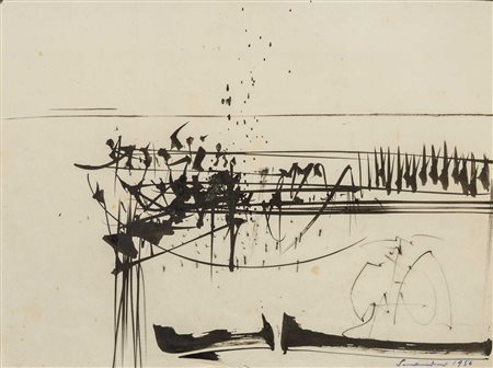 EMILIO SCANAVINO (1922 - 1986) Senza titolo 1956 China e matita grassa su...