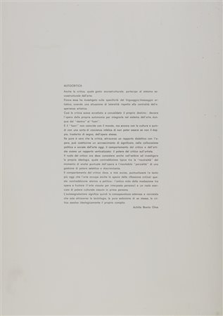 ACHILLE BONITO OLIVA (1939) Io sono Achille Bonito Oliva il critico Cartella...