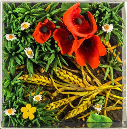 PIERO GILARDI (1945) Grano 1991 Scultura in polierutano espanso entro teca in...