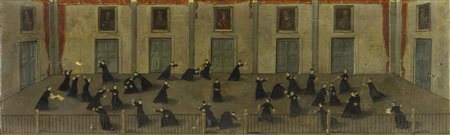 NINO CAFFÈ (1908 - 1975) Il novizio Olio su tavola 18 x 59 cm Firmato in...