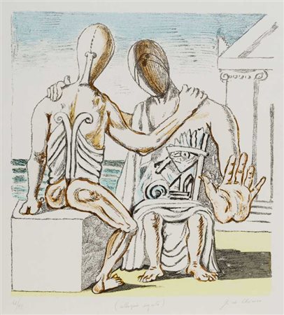 GIORGIO DE CHIRICO (1888 - 1978) Colloquio segreto 1969 Litografia, es....