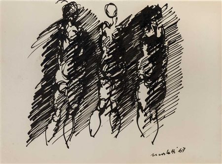 ENNIO MORLOTTI (1910 - 1992) Senza titolo 1967 China su carta 24 x 32 cm...