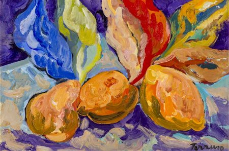 SAVERIO TERRUSO (1939 - 2003) Natura morta Olio su tela 20 x 30 cm Firmato in...