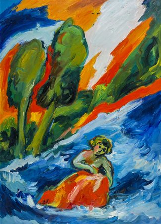 MIMMO GERMANÀ (1944 - 1992) Senza titolo 1988 Olio su masonite 70 x 50 cm...