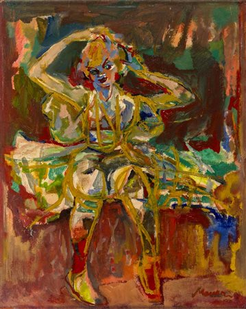 MINO MACCARI (1898 - 1989) Figura Olio su tela applicata su masonite 50 x 40...