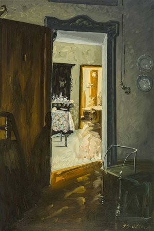 GIANCARLO OSSOLA (1935 - 2015) La porta 1999 Olio su tela 90 x 60 cm Firmato...